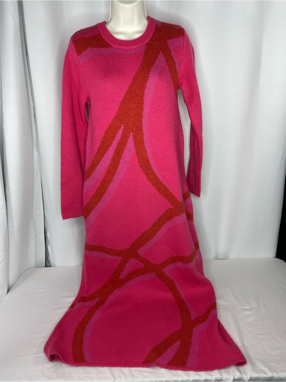 11 Honoré Pink Knit Sweater Dress Size‎ 0 Abstract Print maxi Long Sleeve